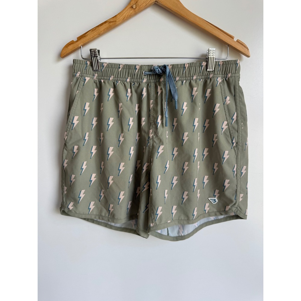 Burlebo Kids Swim Trunks Green Lightning Bolt Performance Board Shorts Medium 8
